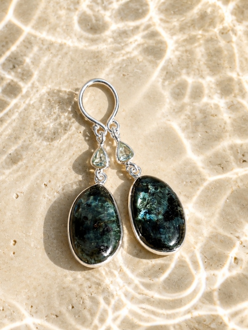 NEW! Larvkite & Topaz Earrings